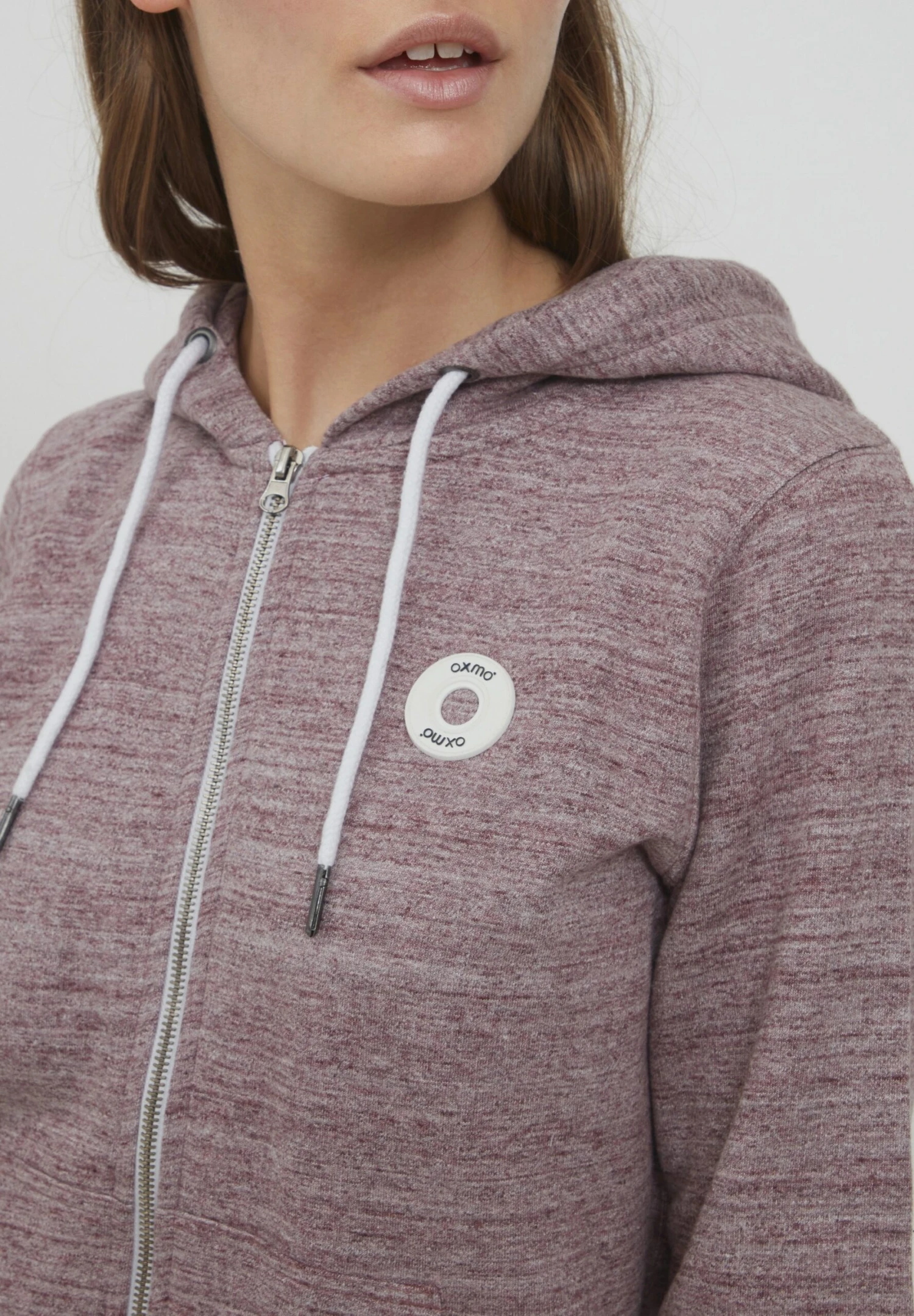 OXMO Oxhelna - Sweater Met Rits - Chocolate Truffle Melange - Afbeelding 4