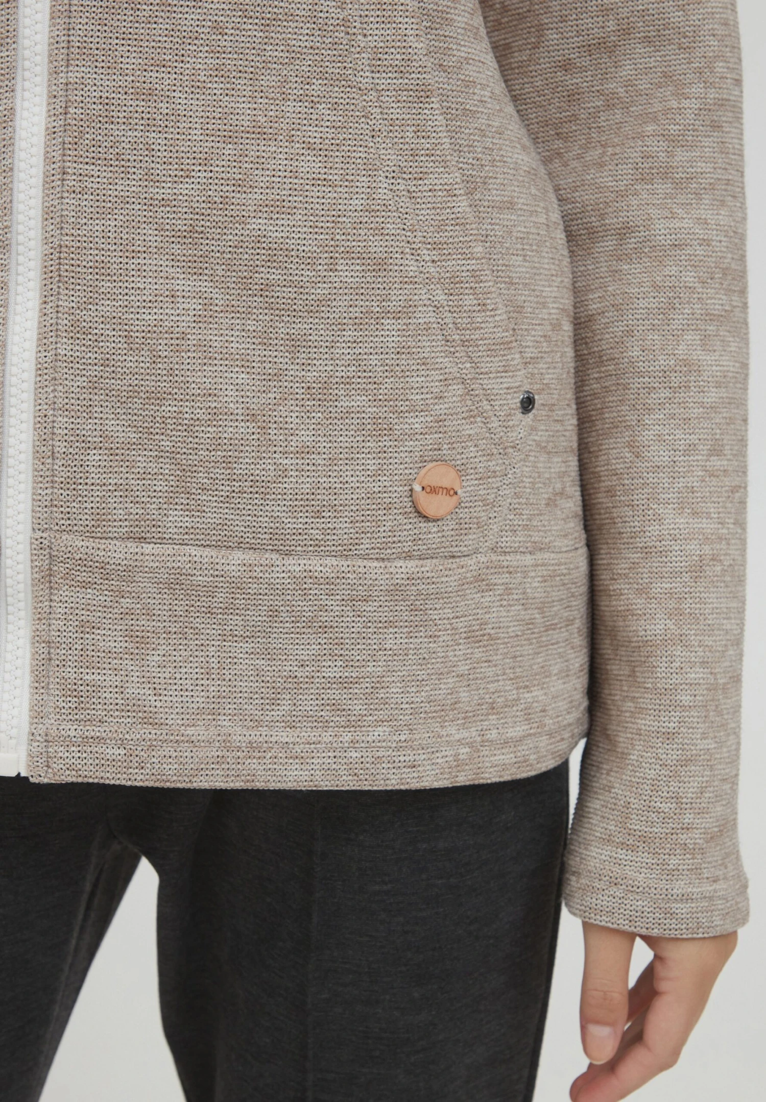 OXMO Oxfia - Sweater Met Rits - Cloud Dancer - Afbeelding 5