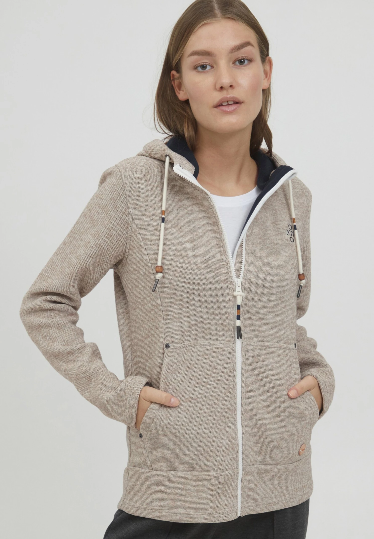 OXMO Oxfia - Sweater Met Rits - Cloud Dancer