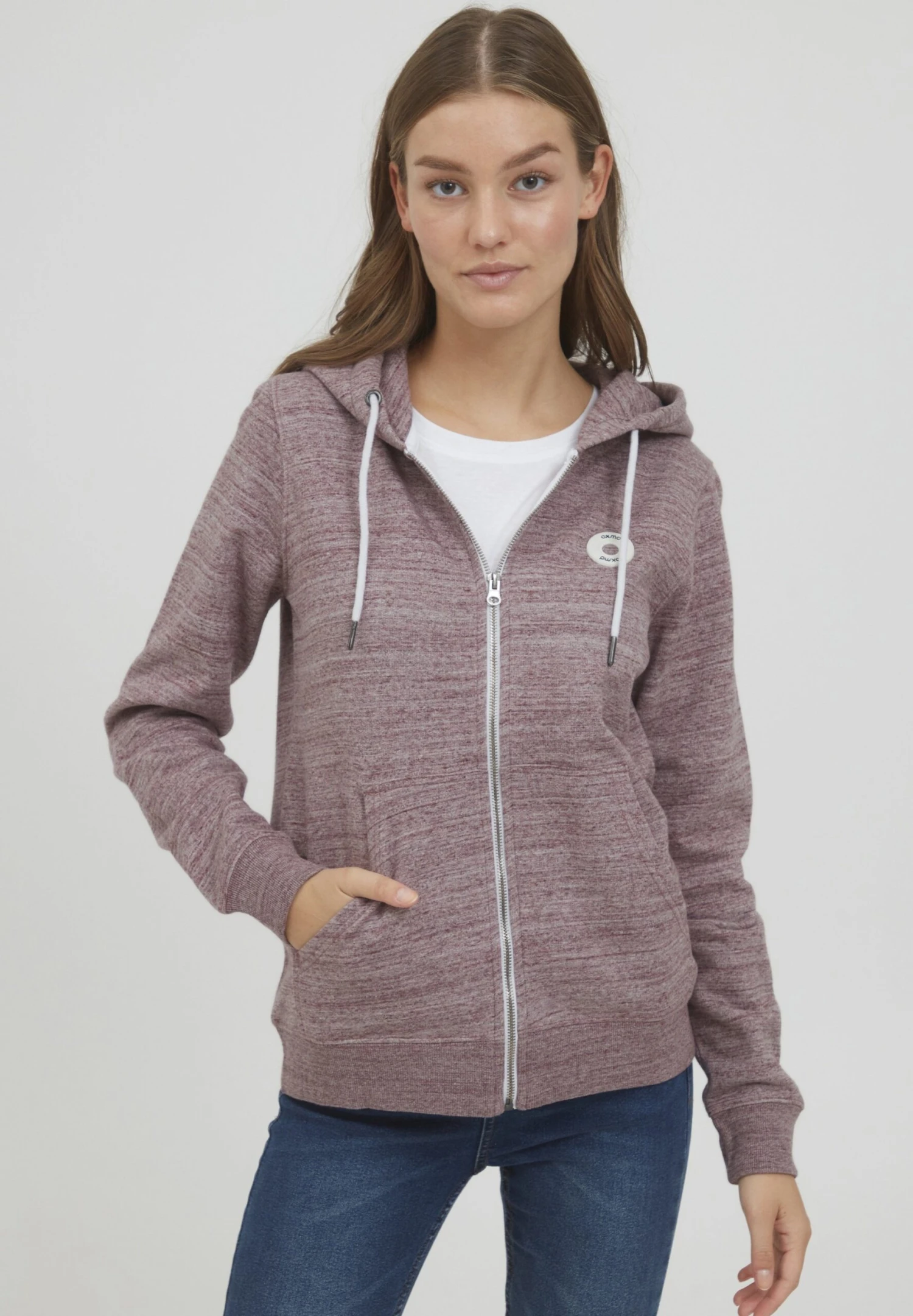 OXMO Oxhelna - Sweater Met Rits - Chocolate Truffle Melange