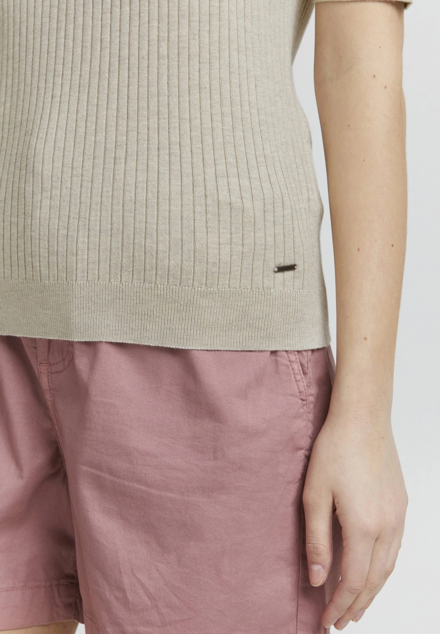 OXMO Riona - T-Shirt Basic - Oystergrer Melange - Afbeelding 5