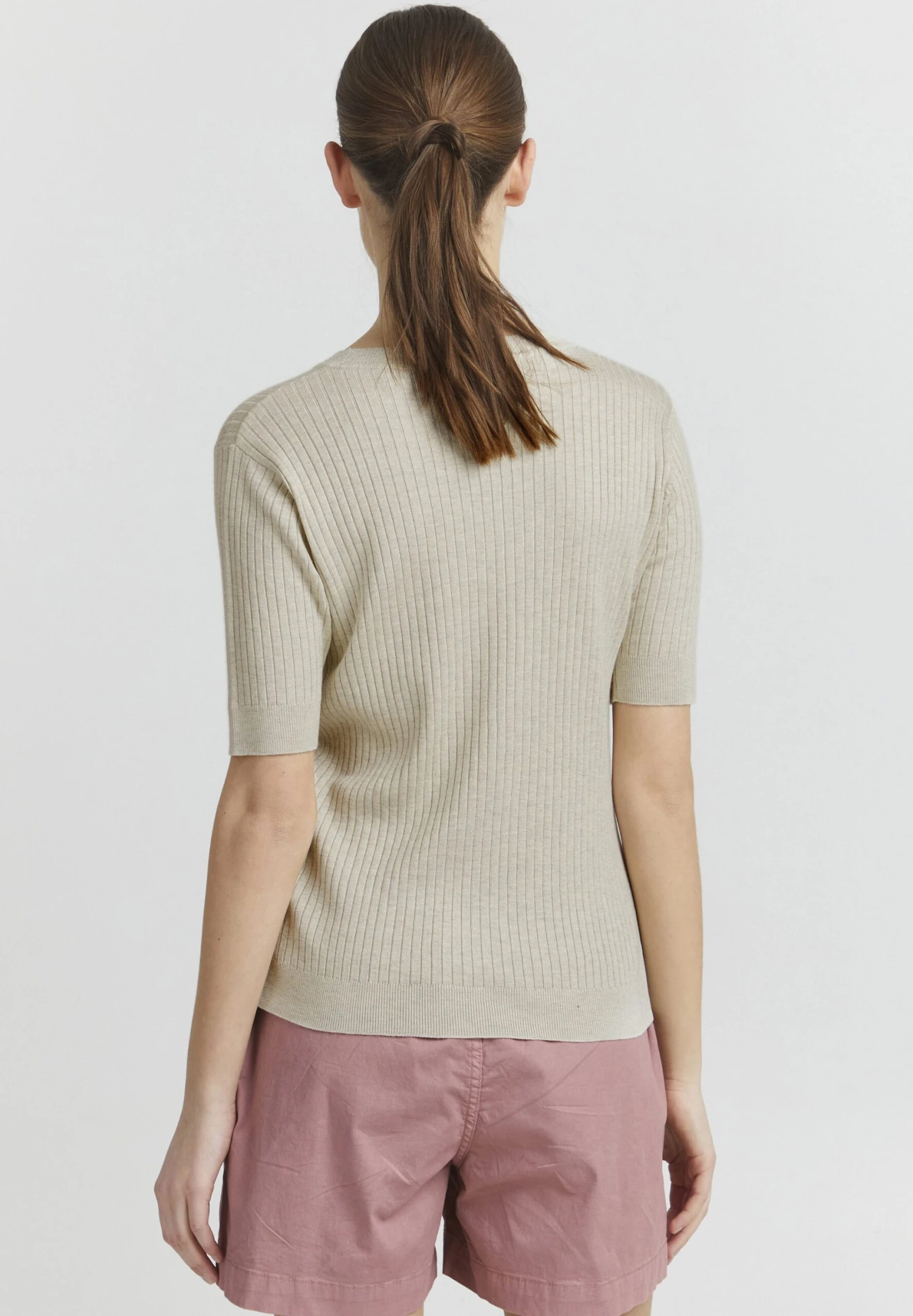 OXMO Riona - T-Shirt Basic - Oystergrer Melange - Afbeelding 3