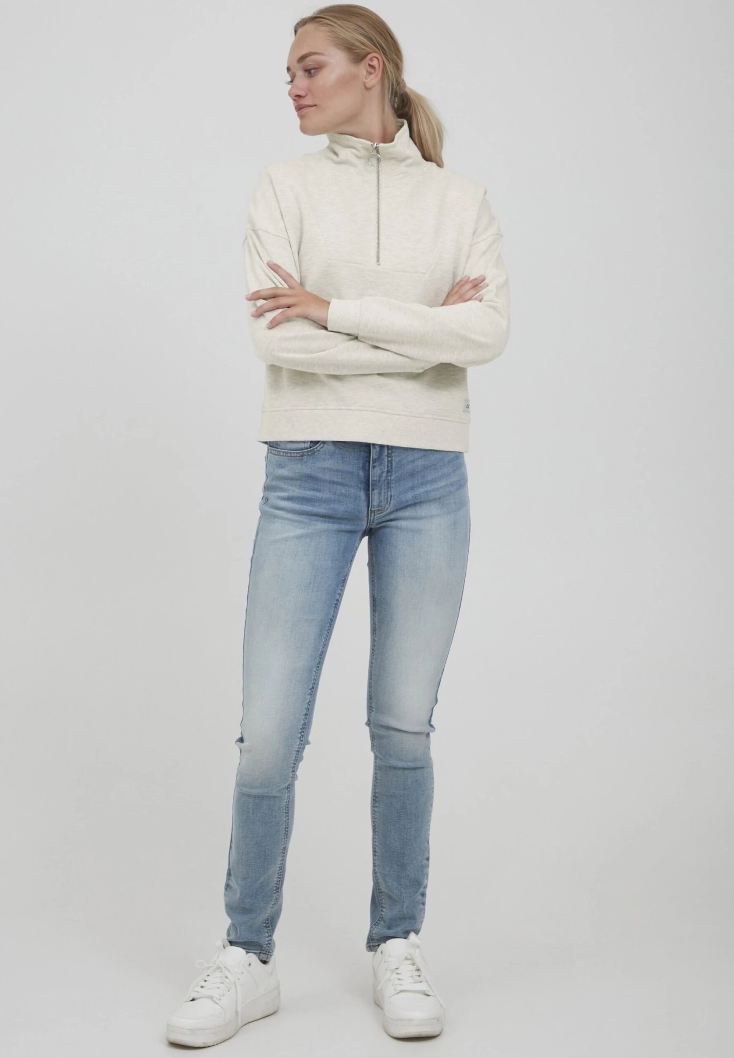 OXMO Oxgrethe - Trui - Oyster Grey Melange - Afbeelding 2