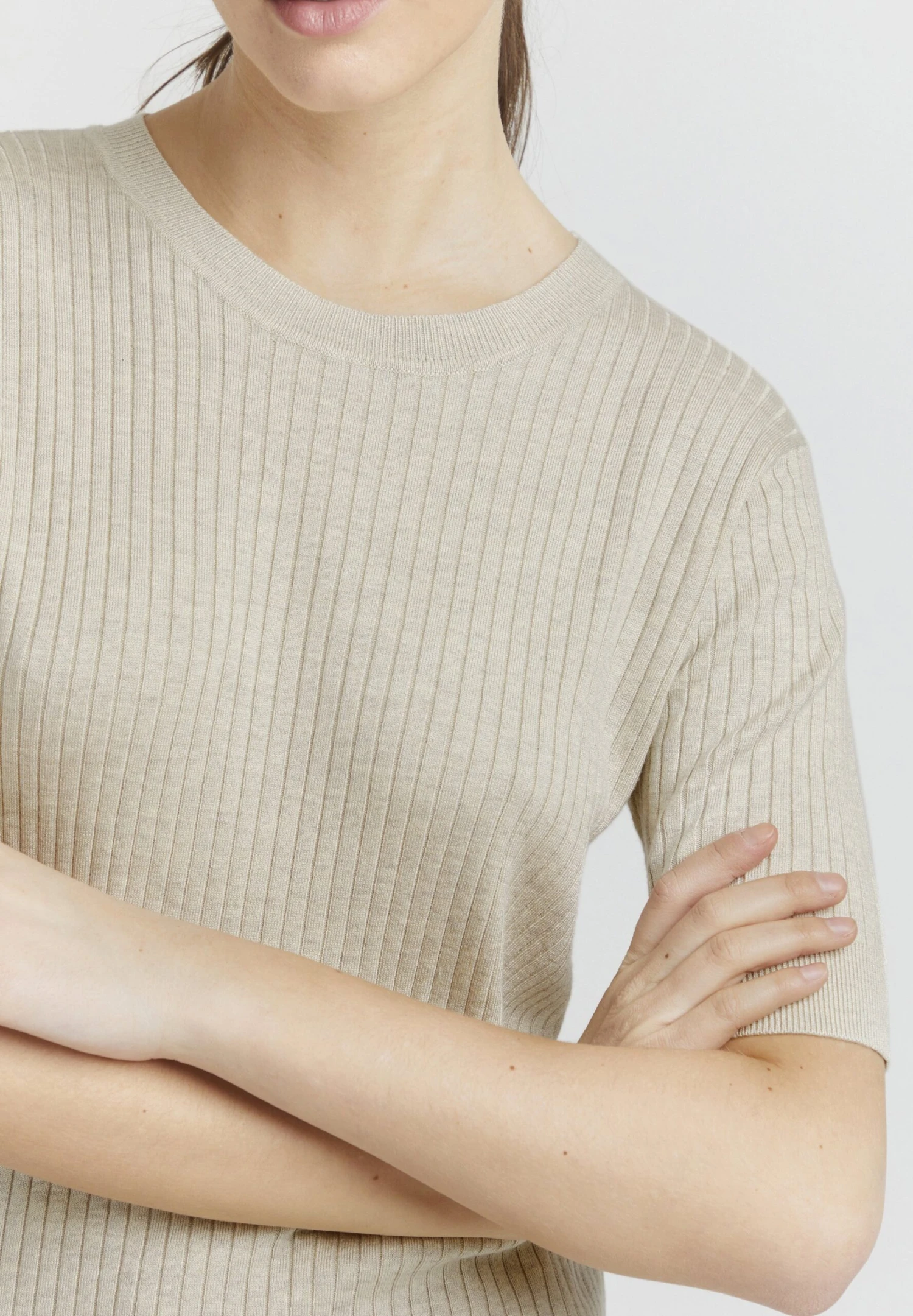 OXMO Riona - T-Shirt Basic - Oystergrer Melange - Afbeelding 4