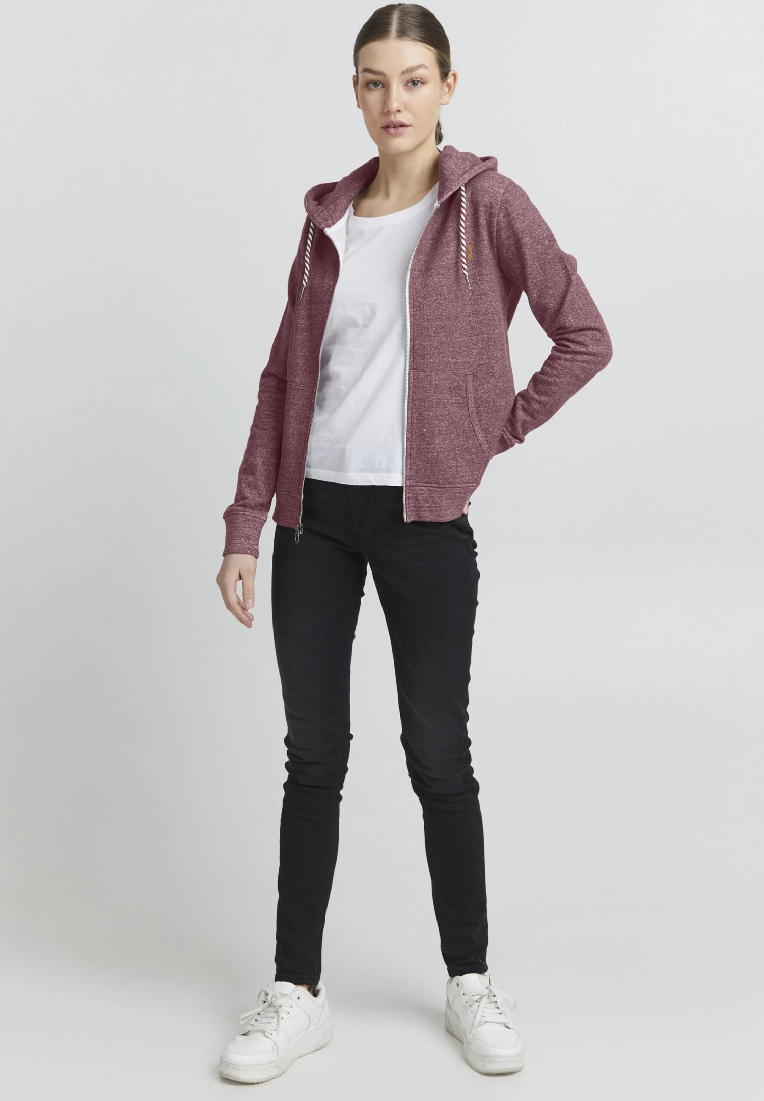 OXMO Celia - Sweater Met Rits - Wine Red Melange - Afbeelding 2