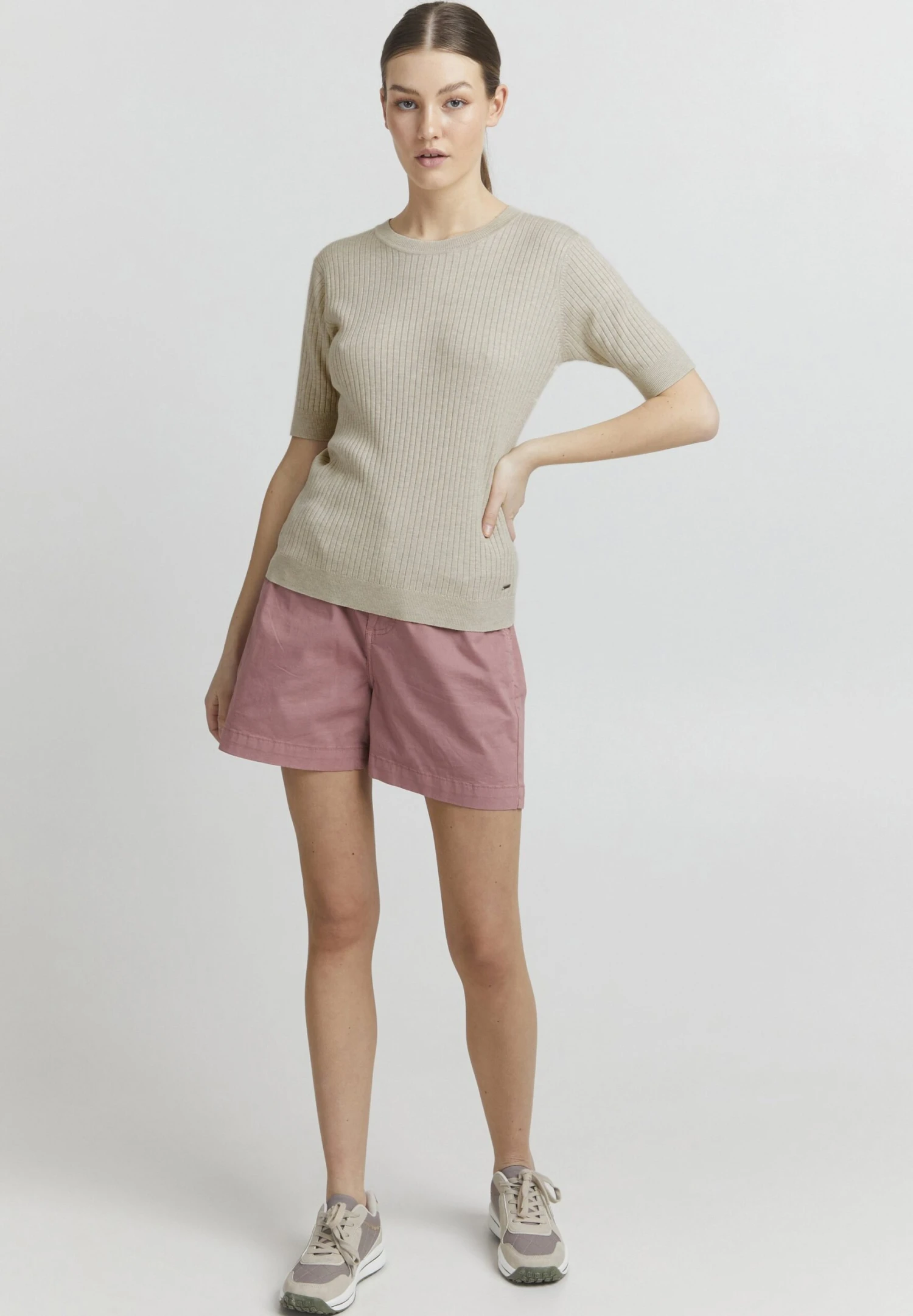 OXMO Riona - T-Shirt Basic - Oystergrer Melange - Afbeelding 2