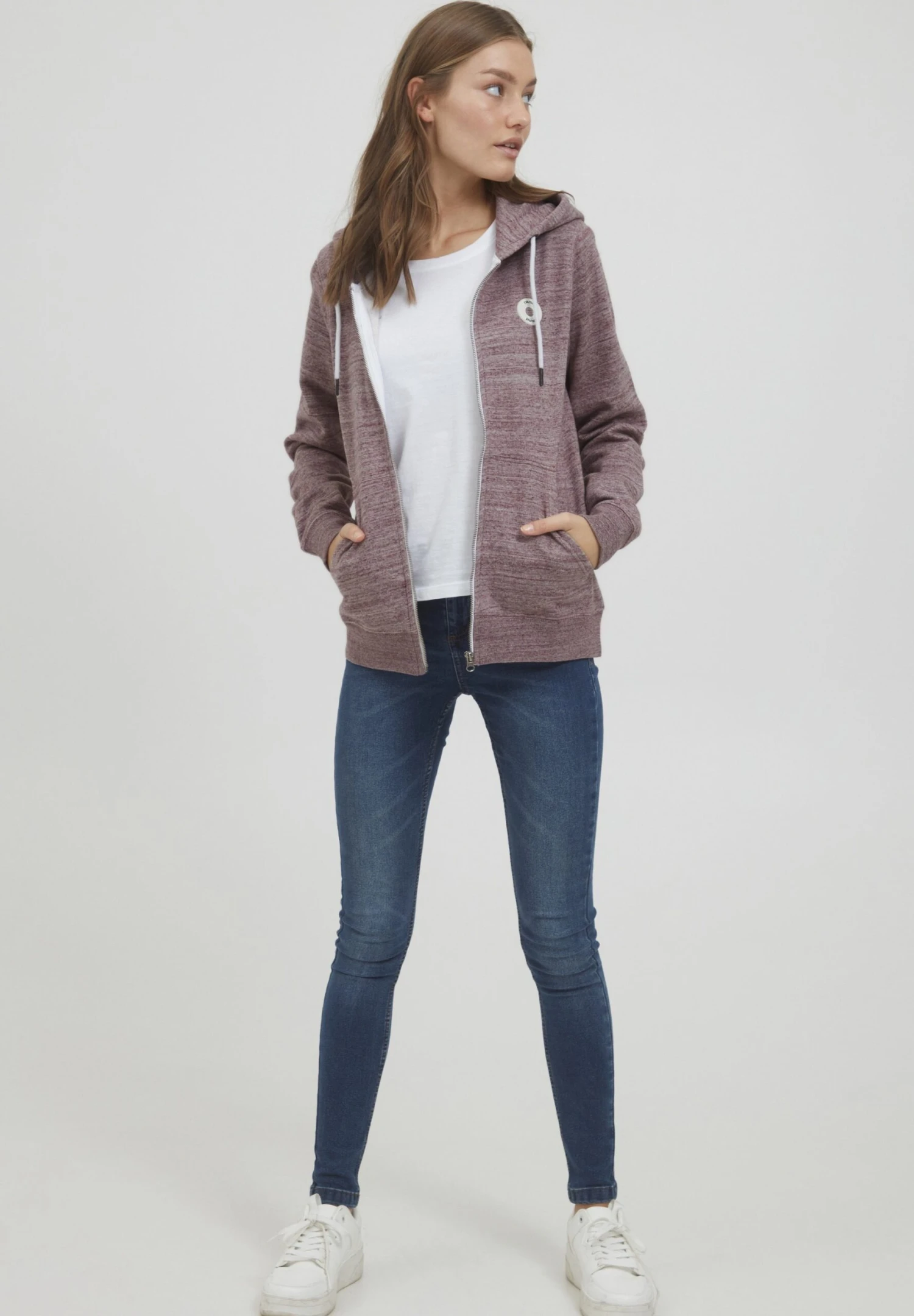 OXMO Oxhelna - Sweater Met Rits - Chocolate Truffle Melange - Afbeelding 2