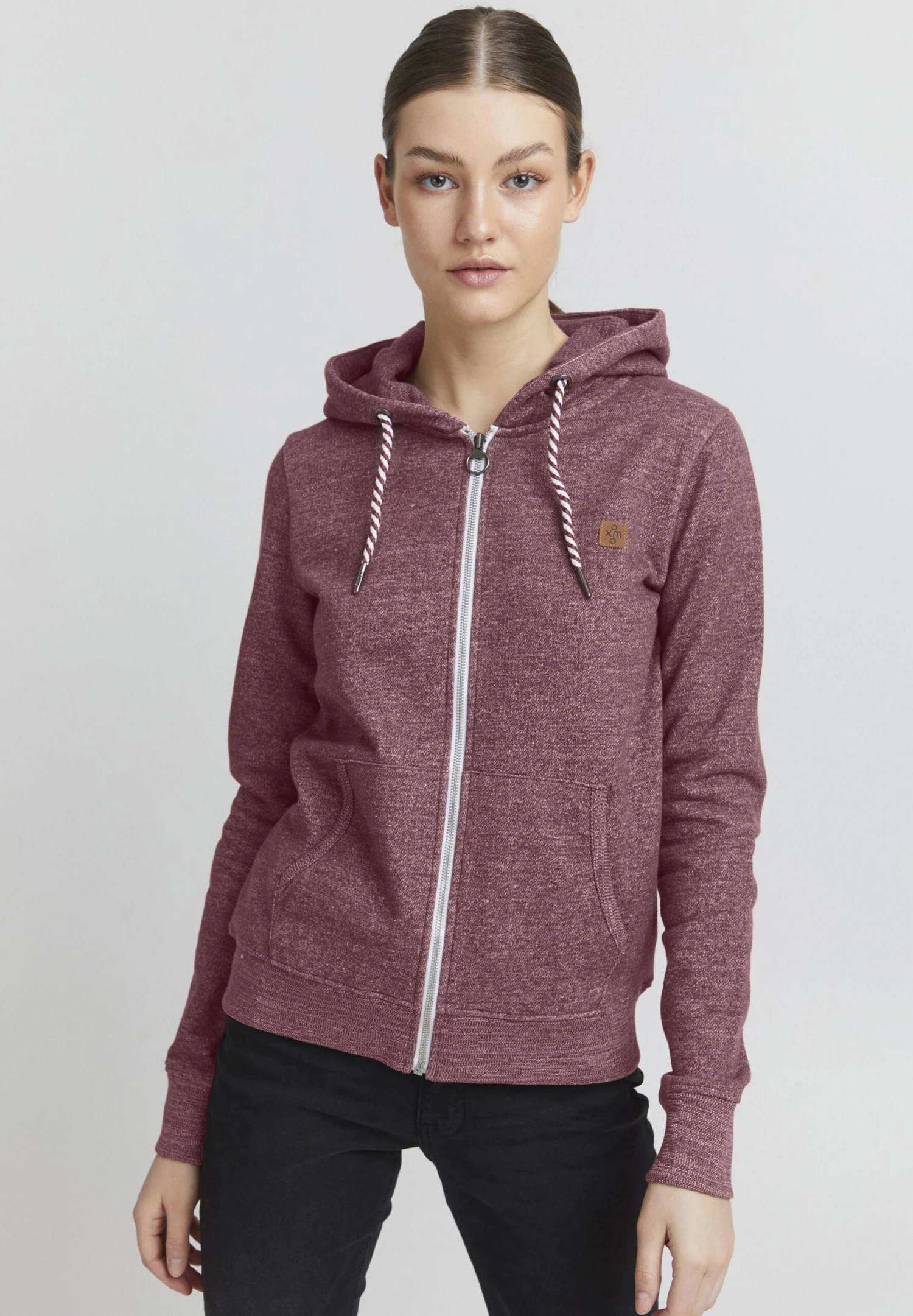 OXMO Celia - Sweater Met Rits - Wine Red Melange